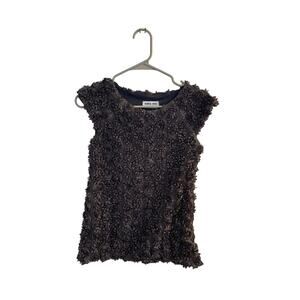 Sofia Rye Top Women's Black Flowers Short Sleeve Side Zip Closure Sz S